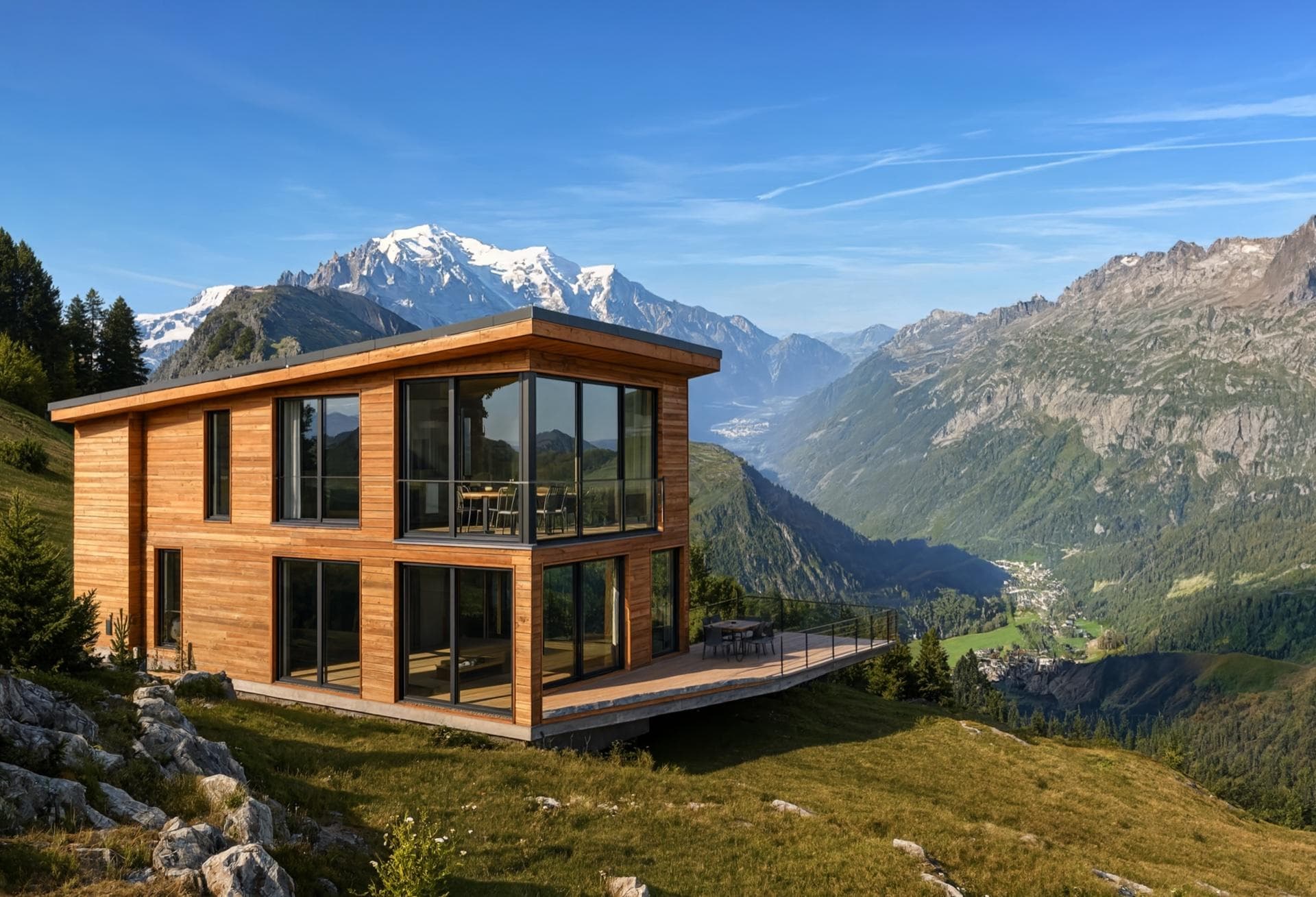 Maison ossature bois en montagne — Genevois français